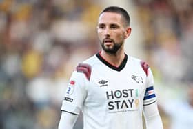 Conor Hourihane is Derby County’s club captain. His contract with the League One automatic hopefuls apparently expires this summer. (Image: Getty Images)