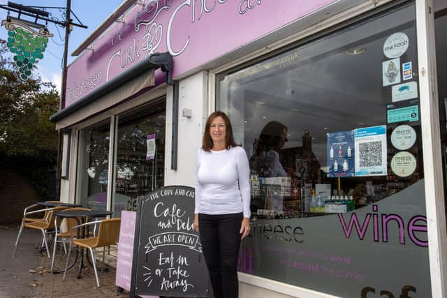 Marilyn Elphick runs Cork & Cheese, a shop and cafe in Park Gate, offering a mix of wine, gin and cheese in a cafe and deli setting. Photos by Alex Shute