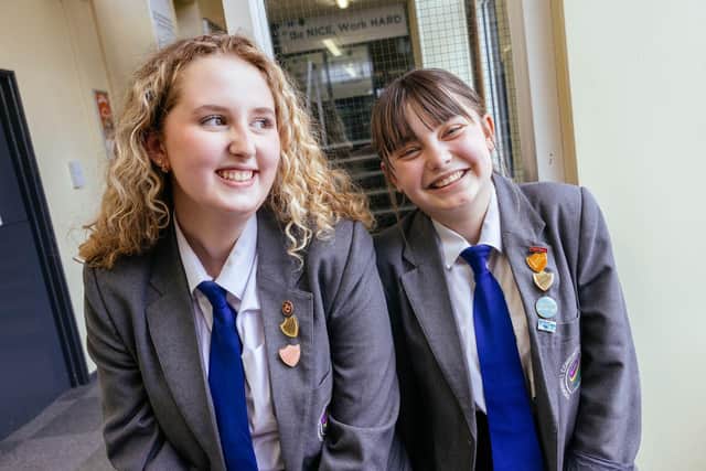 Alexa and Darcie are in a race for Head Girl in tonight's series finale episode of Educating Yorkshire. Photo by Tom Martin / Channel 4.