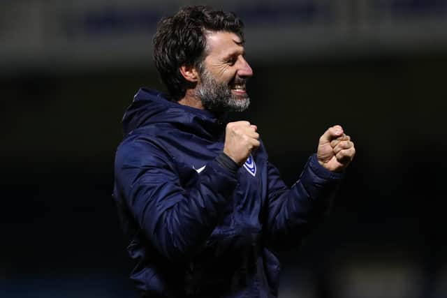 Danny Cowley savours the late Gillingham win. (Photo by Jacques Feeney/Getty Images)