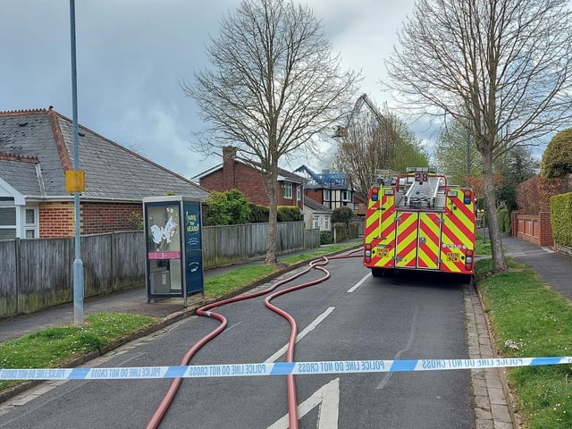 Emergency services at the scene of a 'large' house fire in Sea View Road, Drayton. Picture: Chris Broom