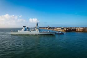 HMS Dauntless arriving back into Portsmouth.

Pictured - HMS Dauntless 

Photo by Alex Shute