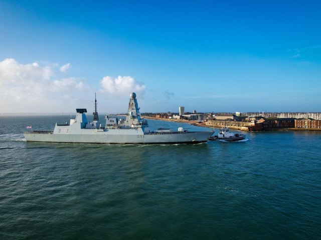 HMS Dauntless arriving back into Portsmouth.

Pictured - HMS Dauntless 

Photo by Alex Shute