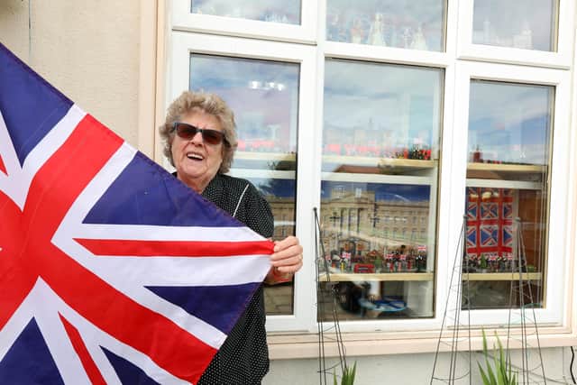 Vera with the window display. Picture: Chris Moorhouse (jpns 230522-29)