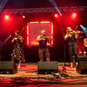 Wickham Festival 2019 at Blind Lane in Wickham - Blazin Fiddles perform of The Village Stage. Picture: Vernon Nash (040819-020)