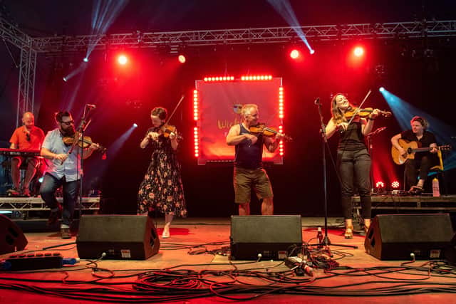 Wickham Festival 2019 at Blind Lane in Wickham - Blazin Fiddles perform of The Village Stage. Picture: Vernon Nash (040819-020)