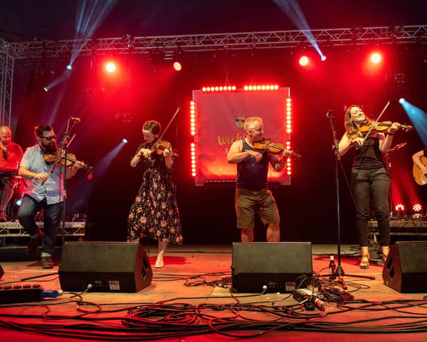 Wickham Festival 2019 at Blind Lane in Wickham - Blazin Fiddles perform of The Village Stage. Picture: Vernon Nash (040819-020)