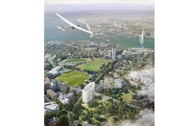 An artist's impression of what the new University of Portsmouth building in Victoria Park will look like
