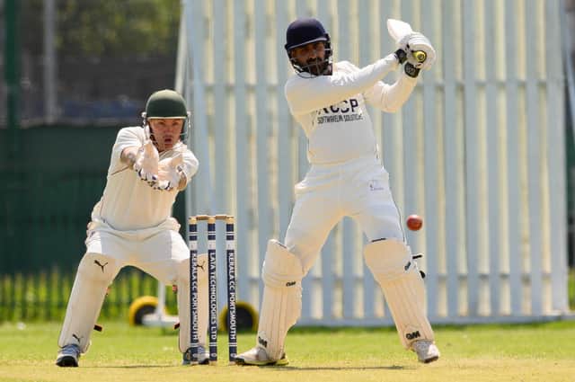Rakesh Janardhanan batting for Kerala 2nds against Portsmouth & Southsea 3rds. Picture: Keith Woodland (270521-220)