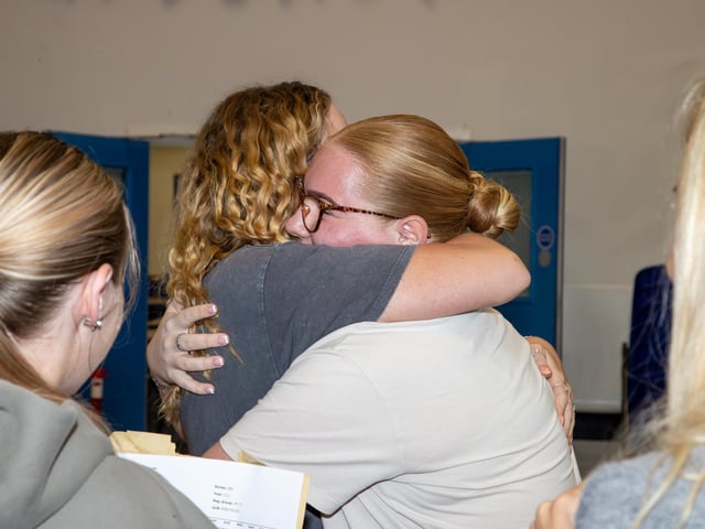 Students were welcomed to Crookhorn College to collect their GCSE results.Pictured - Students opening their GCSE resultsPhotos by Alex Shute