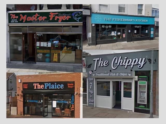 A collage of four of our readers' top seven Portsmouth-area fish and chip shops