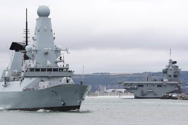 Royal Navy warship HMS Diamond, pictured, will be protecting HMS Queen Elizabeth. Photo: Royal Navy
