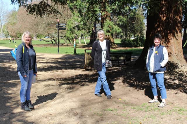 From left: Wendy Murray, Lisa Bailey, and Karen Spooner. These three friends were out for a walk at Staunton Country Park today. Picture: Emily Turner