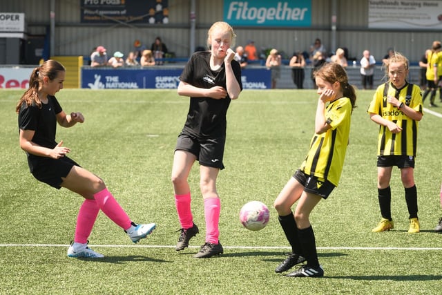 Girls' football action from the Havant & Waterlooville Summer Tournament. Picture: Keith Woodland (030621-52)