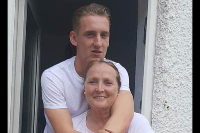 Pompey winger Ronan Curtis with his mum Marie