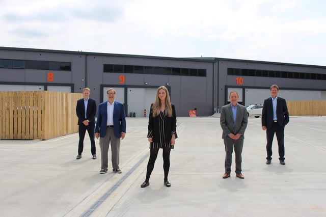 Pictured are (Left to right): Alex Gauntlett (Vail Williams), John Misselbrook (Agform), Rachel Lacklison (Kingsbridge Estates, Glen Roberts (Delivered) and Russell Mogridge (Vail Williams).