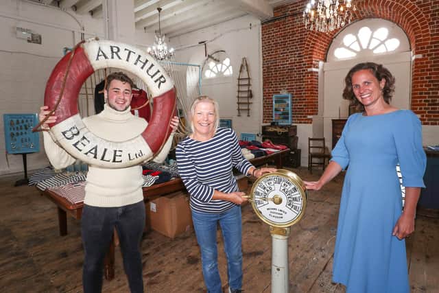 500- year-old chandlery Arthur Beale has relocated from London to Portsmouth Historic Dockyard, thanks to the Portsmouth Naval Base Property Trust.
Full steam ahead. Store manager Jane Percival and store assistant Ashley Martin pictured in the relocated store alongside Hannah Prowse CEO of the PNBPT.
Picture: Stuart Martin (220421-7042)