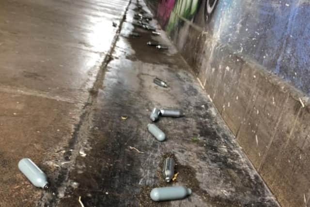 Dozens of empty nitrous oxide canisters are regularly seen around the Portsbridge roundabout in Portsmouth
