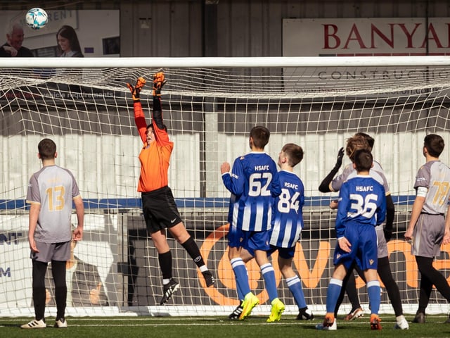 Action from the U15 Campbell McFaull Invitation Cup final between Hayling St Andrews Blue and Hayling St Andrew White. Picture: Keith Woodland (260221-49)
