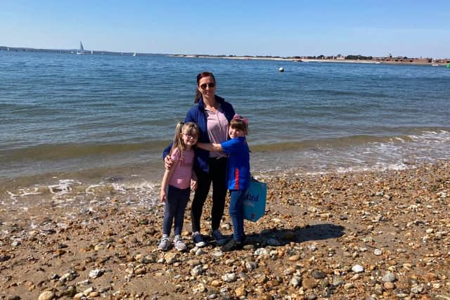Jackie Kuczmyjiw, 41, was enjoying the seaside in Southsea on April 17 with her nieces Amy and Evelyn Byrne, aged seven and six. Picture by Steve Deeks
