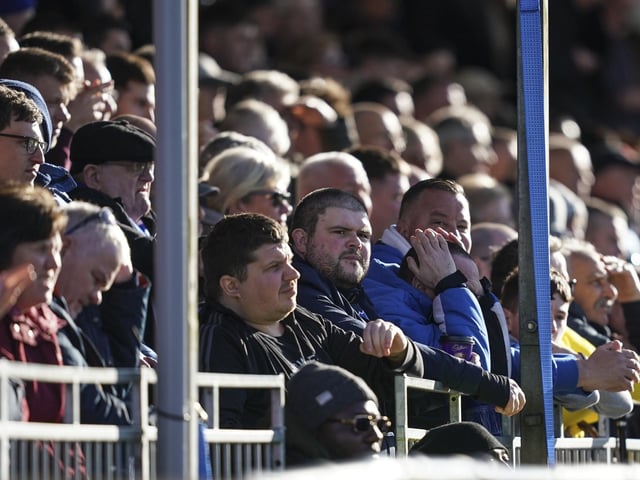 Pompey fans at the Blues' victory at the Memorial Stadium.