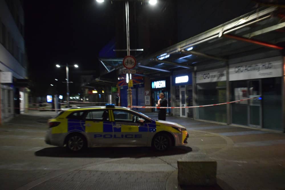 Police in Commercial Road after the incident in January.