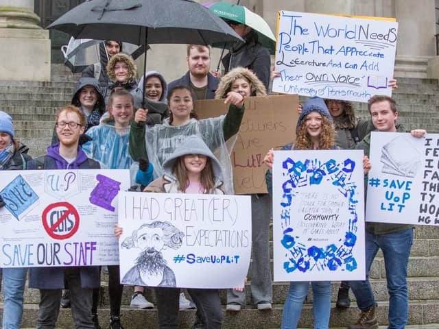 English Literature students at the University of Portsmouth taking part in a protest earlier this year against staff cuts on their course. 

Picture: Habibur Rahman
