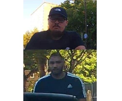 Police have CCTV images of two men connected to an assault. A man was threatened with a machete, and pinned to his car bonnet.