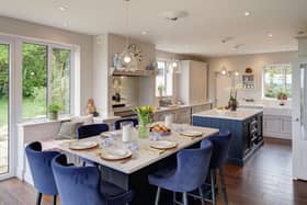 The countryside home features a large, eat-in kitchen