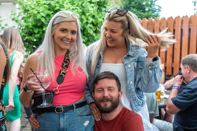 Amy Ward, 32, Connor Wholfenstien, 31, and Katie Lodge, 29 Picture: Mike Cooter (030622)