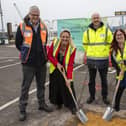 (L-R) Nigel Wonnacott, Amanda Martin, Mike Sellers and Kimberly Barrett as work continues to create the new shore power arrangements