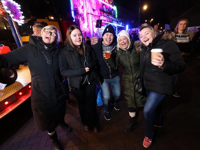 From left to right: Jennie Jurd, Skye Clyma, Simon Clyma, Sam Clyma, Vanessa Jurd at the Gosport High Street Christmas Lights Switch On.