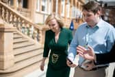 Liz Truss with News reporter David George on her leadership campaign trail at Queens Hotel, Portsmouth.

Picture: Habibur Rahman