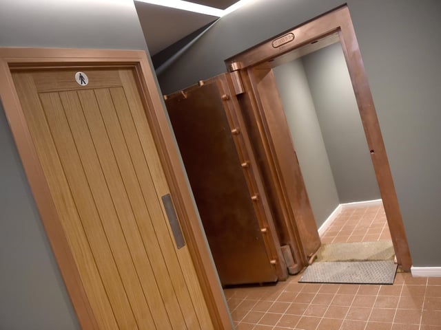 The banks old vault doors have been kept in the basement with the area transformed into washrooms.  Picture: Sarah Standing (250225-9825)