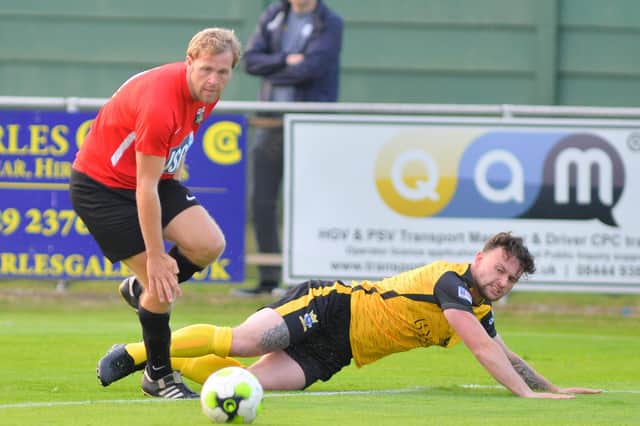 Fareham Town and Baffins Milton Rovers battle it out at Cams Alders earlier in the season Picture: Martyn White