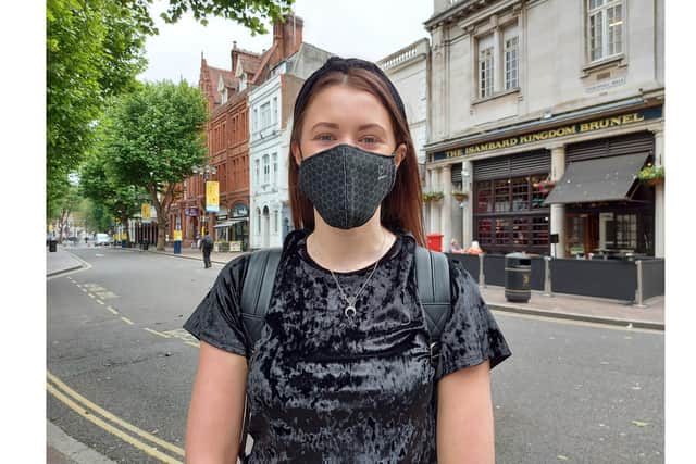 People queued around the block to get their Covid-19 vaccines from Lalys Pharmacy in Guildhall Walk, Portsmouth on June 10, 2021.
Sarah Davis 26 from Southsea