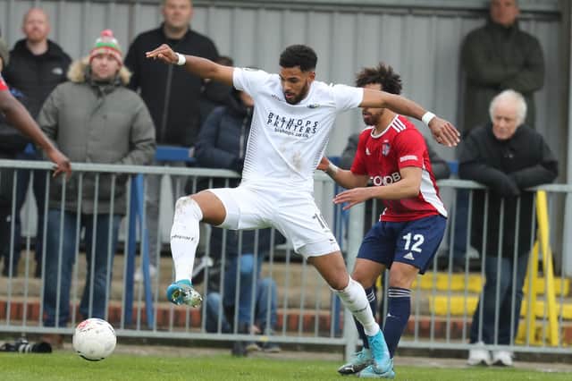 Jonah Ayunga, pictured in action for Hawks, has left Bristol Rovers for Morecambe. Picture: Dave Haines