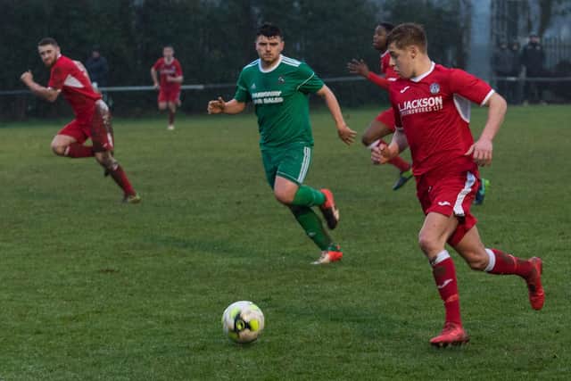 Alfie Lis, right, was on target for Horndean in their win at Bashley. Picture: Vernon Nash