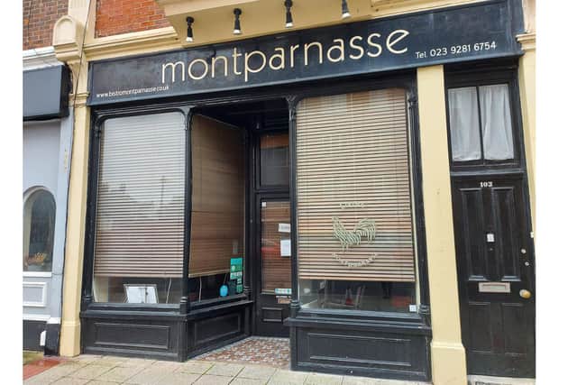 Montparnasse in Palmerston Road which closed in March 2020. Plans have been submitted for the site and the floors above, and include flats, offices and a new restaurant.