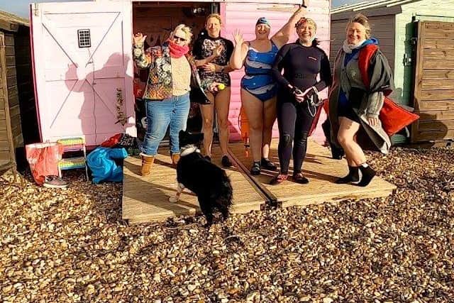 Rachel Whitfield, 40, from Hedge End has been wild swimming 365 days in a row to raise money for the Hilsea Lido in Portsmouth.
Picture Rachel (centre) with other wild swimmers from Hampshire.