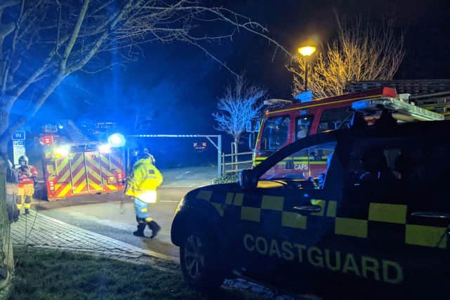 The Coastguard and fire crews at Warsash where they had to rescue a woman from mudflats.