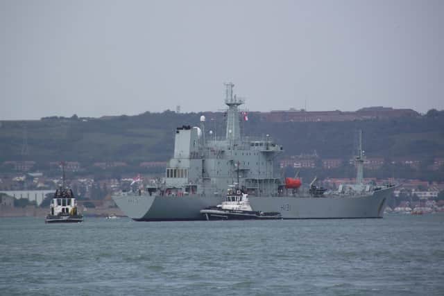 HMS Scott arriving into Portsmouth on Saturday September 19 2020. Picture: Tony Weaver