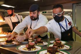 Vineet Bhatia in the kitchen of HMS Queen Elizabeth. Picture via HMS Queen Elizabeth's Twitter account