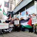 Members of the PSC outside the office of Stephen Morgan MP.