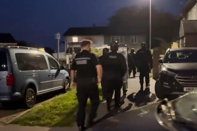 The drugs raid was carried out in Paulsgrove in the early hours of yesterday. Picture: Portsmouth Police.