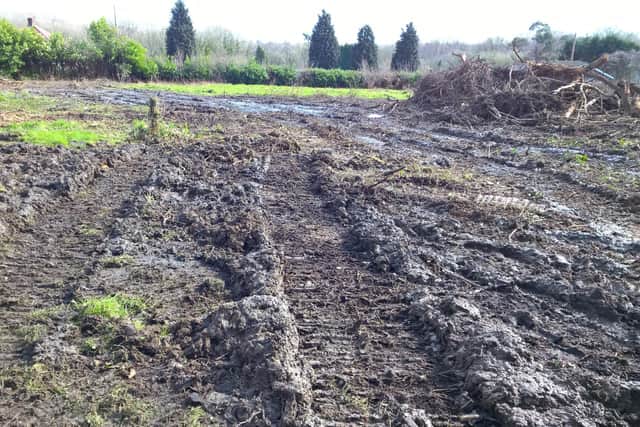 The aftermath after Knightsgate UK allowed the destruction of habitat of dormice whilst clearing land ready for development in Swanwick, Hampshire. The company allowed the land to be cleared by heavy machinery even though it received an environmental consultant's report which made it clear that protected species were onsite. Picture: CPS Wessex