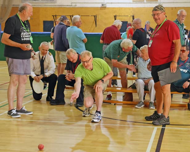 Blind veterans enjoying sports day at the HMS Sultan Summer Camp. Picture: PO Photographer Pepe Hogan