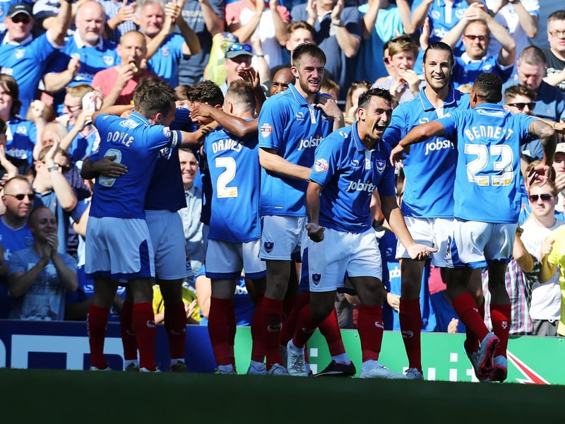 Paul Cook's Pompey era kicked off in tantalising fashion with a stunning performance in the glorious south-coast sunshine. Debutants Kyle Bennett (two) and Gareth Evans netted in a 3-0 success, while Ben Davies became an instant favourite after running more than half the length of the pitch to close down the opposition goalkeeper. After finishing the lowest position in Pompey's history the previous season, it cranked up the optimism that this new regime could prove a success. Picture: Joe Pepler