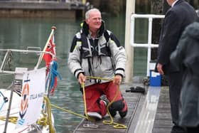 Pictured at Gunwharf Quay in Portsmouth is Russ Fairman with supporters.

Sunday 9th July 2023.

Picture: Sam Stephenson.