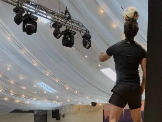 Freestyle footballer Jay Rosa wows the crowd with a high-energy stage performance